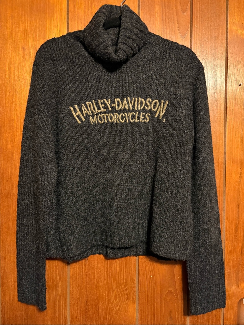 Harley-Davidson Women's Charcoal Knit Turtleneck Sweater with embroidered Logo